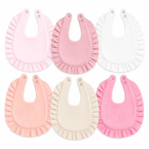 Baby Muslin Bibs,6 Pcs Drool Bandana Bibs for Baby Girl Drooling and Teething,Soft and Absorbent Cotton for Newborn