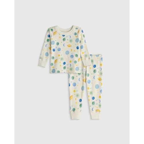 100% Organic Cotton Long Sleeve and Pant Pajama Set in Celestial Dreams Cream