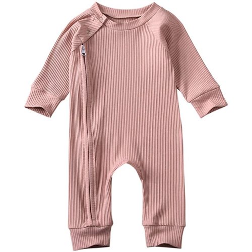 CIYCUIT Newborn Baby Boy Girl Romper Clothes Infant Solid Ribbed Onesie Bodysuit Jumpsuit Outfits - B3 Pink - 0-3 Months