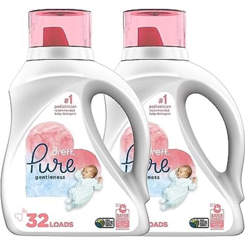 Dreft Pure Gentleness Liquid Baby Detergent, Fragrance Free, 46 Fl Oz, Pack Of 2
