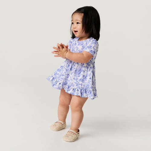 Princess Damask White Ruffled Baby Bodysuit Dress | Briar