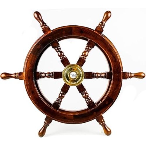 Nagina International Premium Nautical Handcrafted Wooden Ship Wheel | Pirate's Wall Home Decor & Gifts (12 Inches, Dark Rosewood)