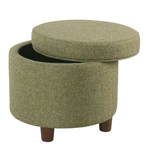 Porch & Den Parkchester Green Tweed Round Storage Ottoman