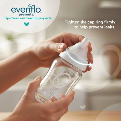 Evenflo Balance Wide Neck Anti-Colic Glass Baby Bottles- Clear - 6 fl oz/2pk: BPA-Free, Phthalate-Free, Silicone Nipple