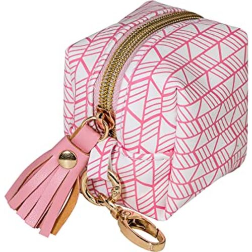 Smlpuame Pacifier Holder Case,BPA Free Leather Baby Pacifier Cover Pouch,Binky Case for Diaper Bag or Purse,Holder 4 Pacifiers or Teether Toy,Outdoor Travel Accessories,Easy to Clean(Pink)