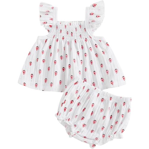 Mubineo Baby Girl Summer Clothes Cute Ruffle Tops Dress Shorts Outfits Set Infant Toddler Shrit Bloomers Princess Outfit