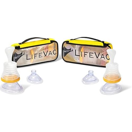 LifeVac Yellow Travel Kit 2 Pack - Portable Suction Rescue Device, First Aid Kit for Kids and Adults, Portable Airway Suction Device for Children and Adults