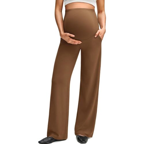 G4Free Women's Maternity BareFeel Wide Leg Yoga Pants