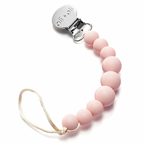 Ali+Oli Silicone Pacifier Clip for Baby (Pink) 100% Food-Grade BPA Free Newborn Pacifier Holder Infant Binky Clip for Baby Boy or Girl | Food-grade material, Keeps soothers within reach, Secure attachment, Lightweight, Everyday use, Easy cleaning