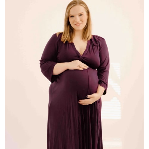 Lila Labor & Postpartum Gown in Plum