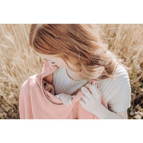Konssy Muslin Nursing Cover for Baby Breastfeeding, Breathable 100% Cotton Breastfeeding Cover with Rigid Hoop for Mother Nursing Apron, Multi-use Carseat Canopy (Pink)
