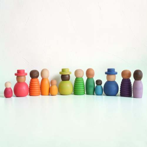 12 Pcs STAINED Wooden “Together” Peg Dolls Set