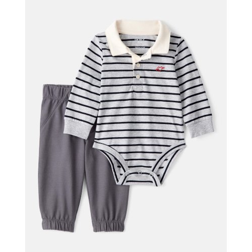 Baby Boy 2-Piece Striped Bodysuit & Pant Set - Grey - Carter's | Carter's