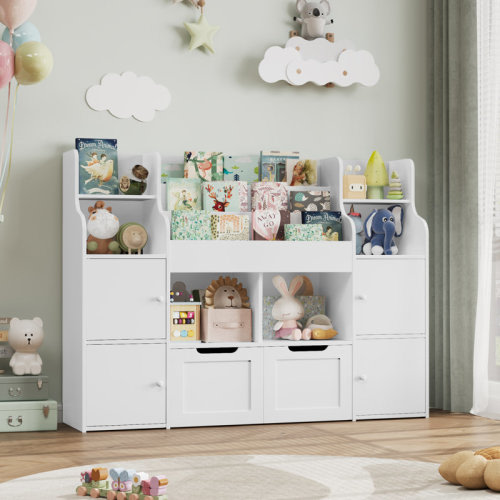 Harriet Bee Kirklyn 48'' W 6 Cube Bookcase With 2 Removable Drawers, Wood Storage Standard Bookshelves & Reviews | Wayfair