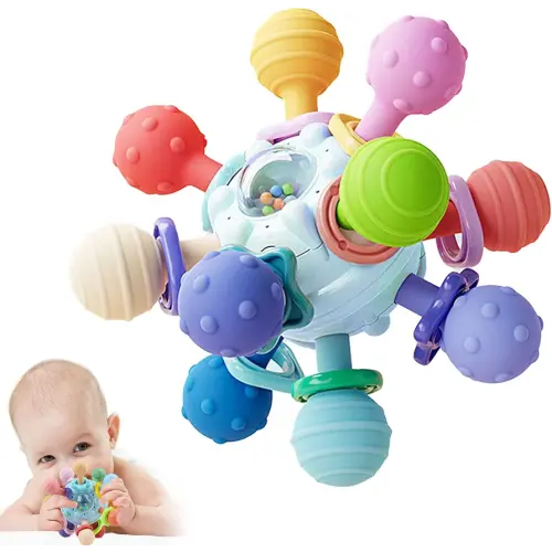 Baby Sensory Montessori Toy - Infant Teething Relief - Teethers for Newborn - Developmental Rattles Chew Toys Gifts for 0 3 6 9 12 18 Months Girl Boy -Toddler Travel Easter Toy for 1 2 One Year Old