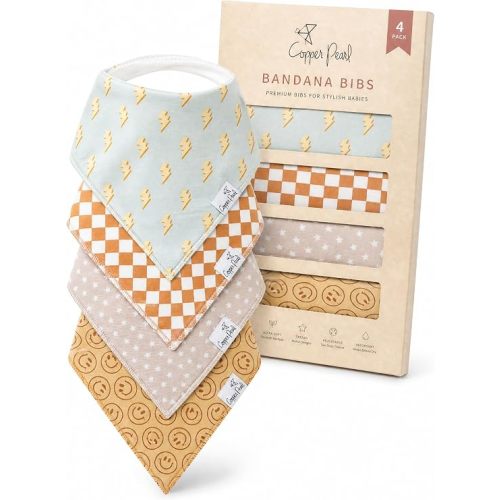 Copper Pearl Baby Bibs 4 Pack & 6 Pack, Bandana Drool Bibs for Baby Girl & Boy, Soft Cotton Bibs for Drooling and Teething