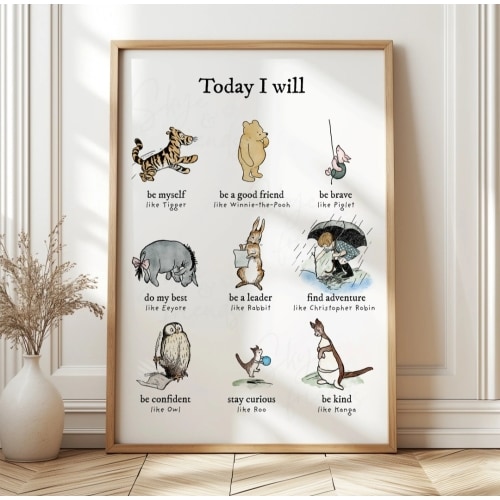Winnie-the-Pooh Positive Affirmations Nursery Wall Art