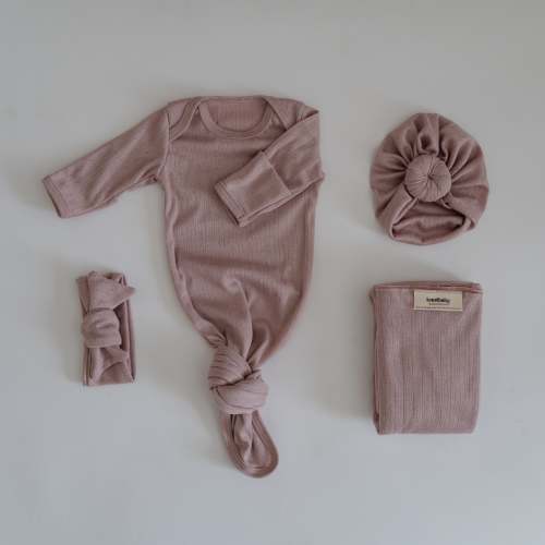 Newborn Bundle in Mulberry Pointelle