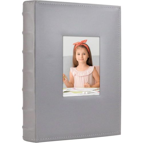 Vienrose Photo Album 4x6 300 Photos with Memo Area Leather Cover Large Capacity Slip-in Pictures Book for Wedding Baby Vacation, Grey
