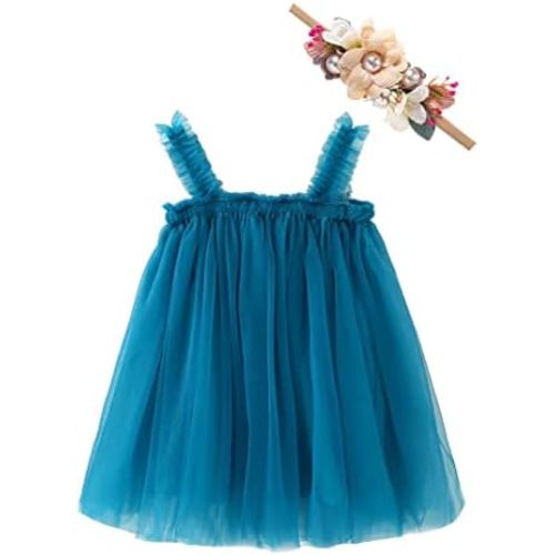 Bow Dream Baby Girls Toddler Tutu Dress Infant Tulle Dress Party Princess Dress with Flower Headband Dusty Rose