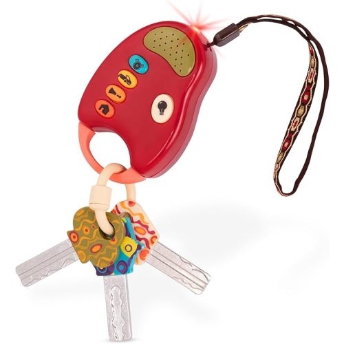 B. toys – Toy Car Keys with Lights & Sounds – FunKeys – Interactive Baby Toy for Toddlers – Pretend Play Keys with Realistic Sounds & Colorful Design – Encourages Fine Motor Skills – 10+ Months – Red