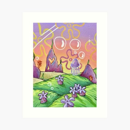 Sunset Spongebob Window Art Print