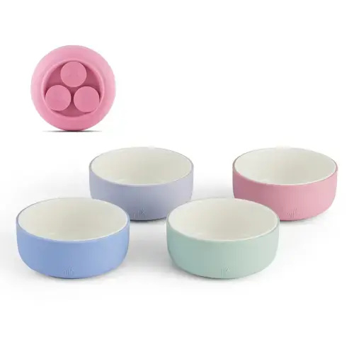Porcelain Bowl with Silicone Suction Sleeves