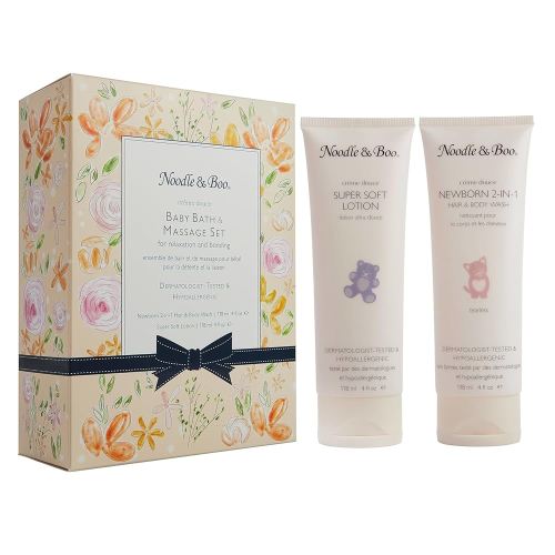 Noodle & Boo Baby Bath & Massage Gift Set – Includes 4 oz Newborn Hair & Body Wash & Super Soft Lotion, Hypoallergenic, Pediatrician-Tested, Dermatologist-Tested for Delicate and Sensitive Baby Skin