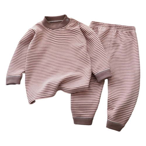 VNKIDY Girls Outfits Fall Winter Thermal Toddlers Kids 2 Piece Outfit Striped Long Sleeve Crewneck Top Elastic Waisted Loose Fit Pants Home Wear Set Classic Outfits