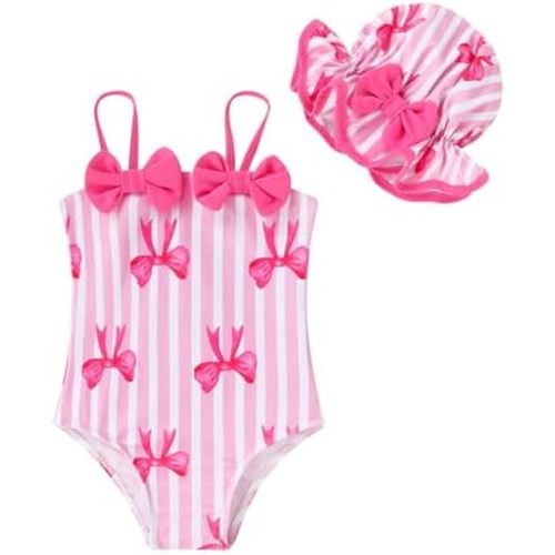 YOUNGER TREE Toddler Baby Girl Swimsuit Infant One Piece Bathing Suits with Hat Newborn Summer Beach Swimwear