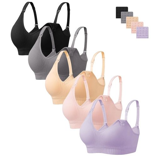 HBselect Nursing Bras for Breastfeeding Women Maternity Bras Seamless Wireless Pregnancy Sleep Bra with Bra Extenders