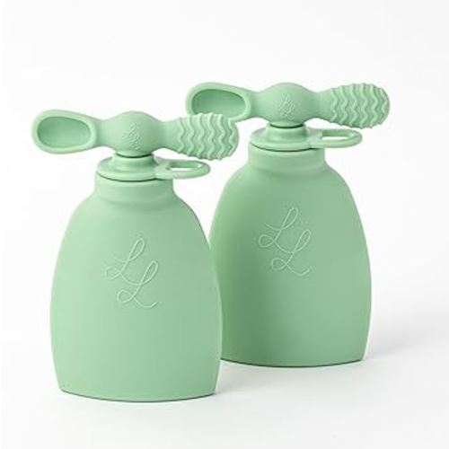 Nontoxic Reusable Baby Food Pouches - Premium Food Grade Silicone - BPA & PFAS Free - Leak-Proof Design - Easy to Clean and Dishwasher Safe (Green)