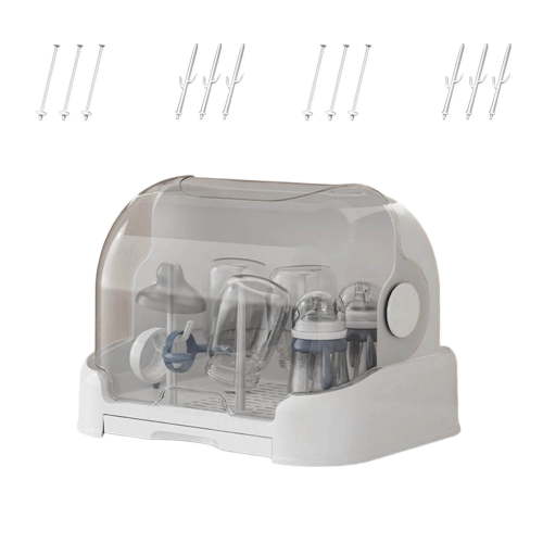 UJMNHYGT Bottle Organizer with Cover Removable Drain Tray, Dustproof Portable Bottle Drying Rack Reusable Bottle Rack Holder Storage for Bottles