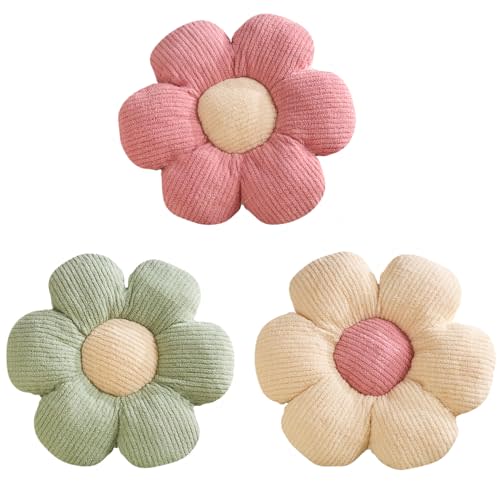 XIAIJIA 3PCS Flower Pillow, Daisy Throw Pillows, Flower Cushion 15.7 Inch | Decorative pillows, cute flower shaped pillow, flower pillows for bed, floral cushions, decor for bedroom, couch, sofa