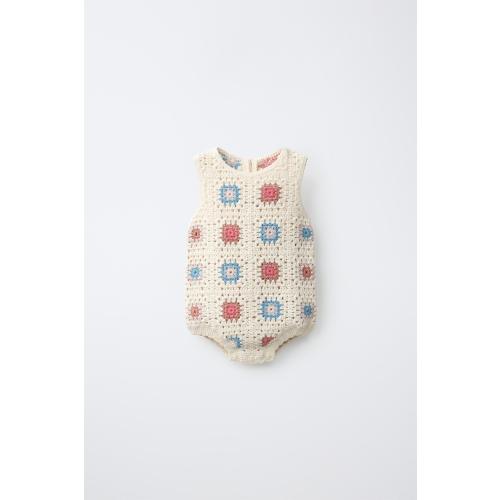 GEOMETRIC KNIT ROMPER - Ecru | ZARA United States