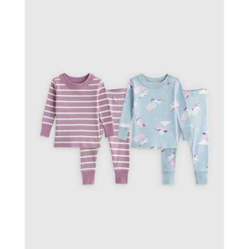 100% Organic Cotton Tight Fit Sleep 2-Pack - Baby Girl in Celestial Unicorns