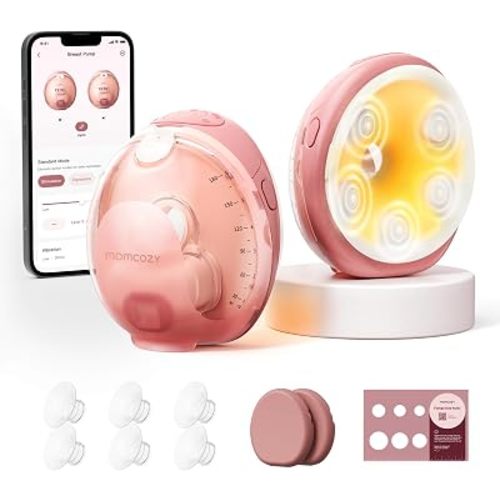 Momcozy Wellness 1 Wearable Breast Pump, Warm-Massage Hands-Free Pump with Heated Flange&Simulated Massage for Comfortable Breastfeeding&Let-Down, App-Controlled, 4 Modes 12 Levels, 180ml/6oz