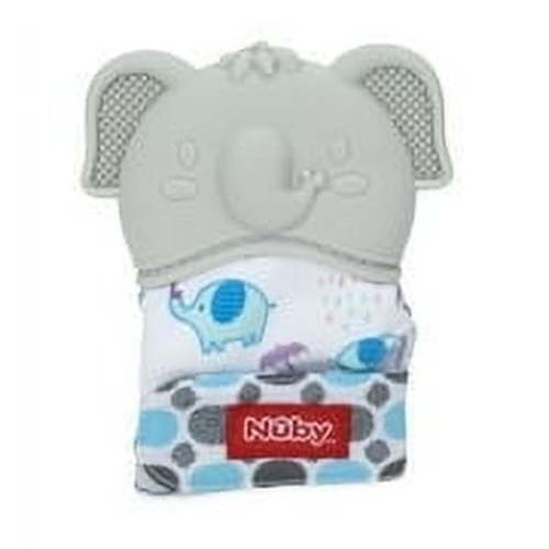 (2 pack) Nuby Happy Hands Baby Teething Mitten, Gray Elephant Design