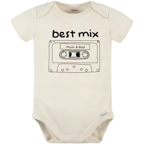 Ink Trendz Funny Best Mix Mom & Dad Retro Cassete Tape Onesie, Pregnancy Announcement, 80's Themed Baby Onesie