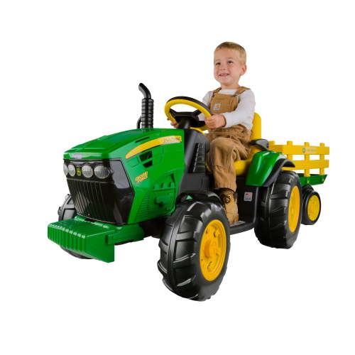 Free Shipping! Peg Perego 12V John Deere Ground Force Tractor Ride-on for Ages 3-7 with FM Radio and Detachable Trailer