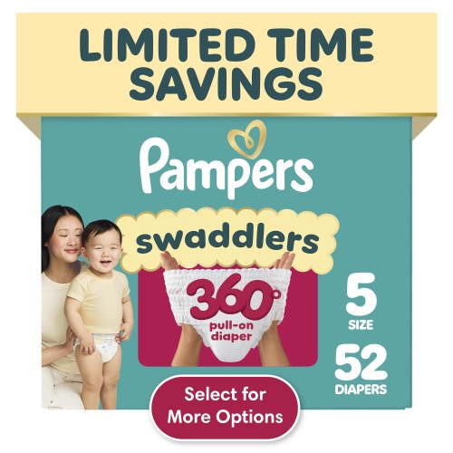 Pampers, Baby Diapers, Size 5, 52 Count with E-Z Off Tabs