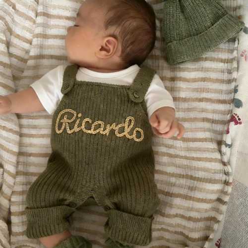 Personalised Baby Overall, Embroidered Baby Romper, Knitted Name Boy Dungarees, Going Home Outfit, Baby Christening Outfit, New born Gifts