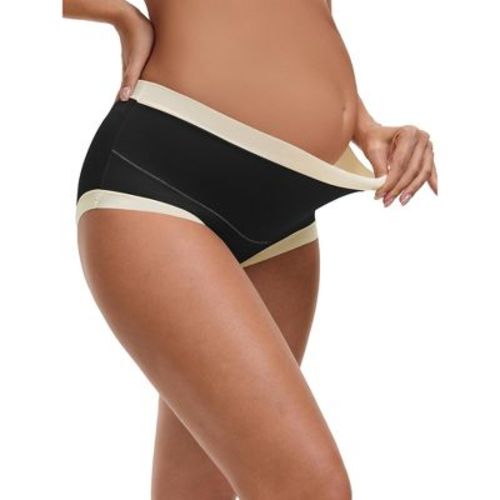 INSPIRE CHIC Women's Maternity Full Coverage Briefs Plus Size High Waisted Elasticity Invisible Panties Medium Black