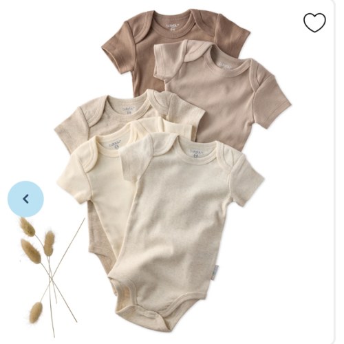 AVERY 5-Pack Short Sleeve Bodysuits - NATURAL 0-3 month