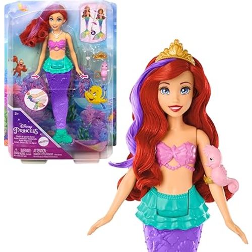 Mattel Disney Princess Toys, Ariel Swimming Mermaid Fashion Doll with Color-Change Hair & Tail, Inspired by The Little Mermaid Movie (Amazon Exclusive)