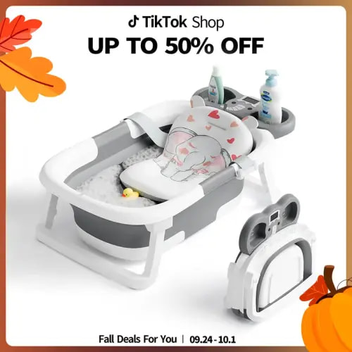 Napei Foldable Baby Bathtub with Real-Time Temp Monitor, Floating - TikTok Shop