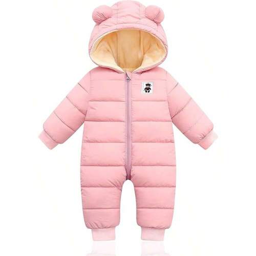 Baby Clothes Cute Infant Toddler Snowsuit Warm Newborn Boy Girl Winter Coats Hooded Zip Jumpsuit | SHEIN USA