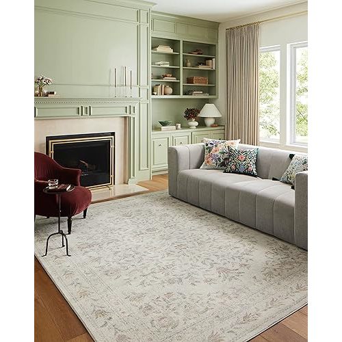 Loloi Rifle Paper Co. Courtyard Collection COU-01 Yellow/Multi 5'-0" x 7'-6" Area Rug feat. CloudPile