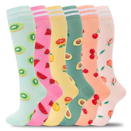 fenglaoda Compression Socks for Women Men Support Circulation 6 Pairs Socks For Nurse, Travel, Flight