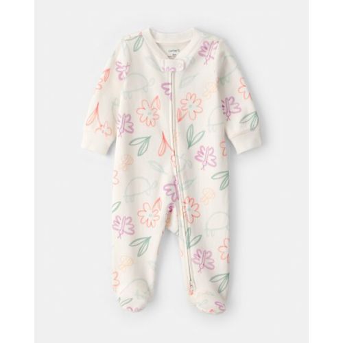 Baby Girl Spring Floral 2-Way Zip 100% Cotton Sleep & Play Pajama - Ivory | Carter's